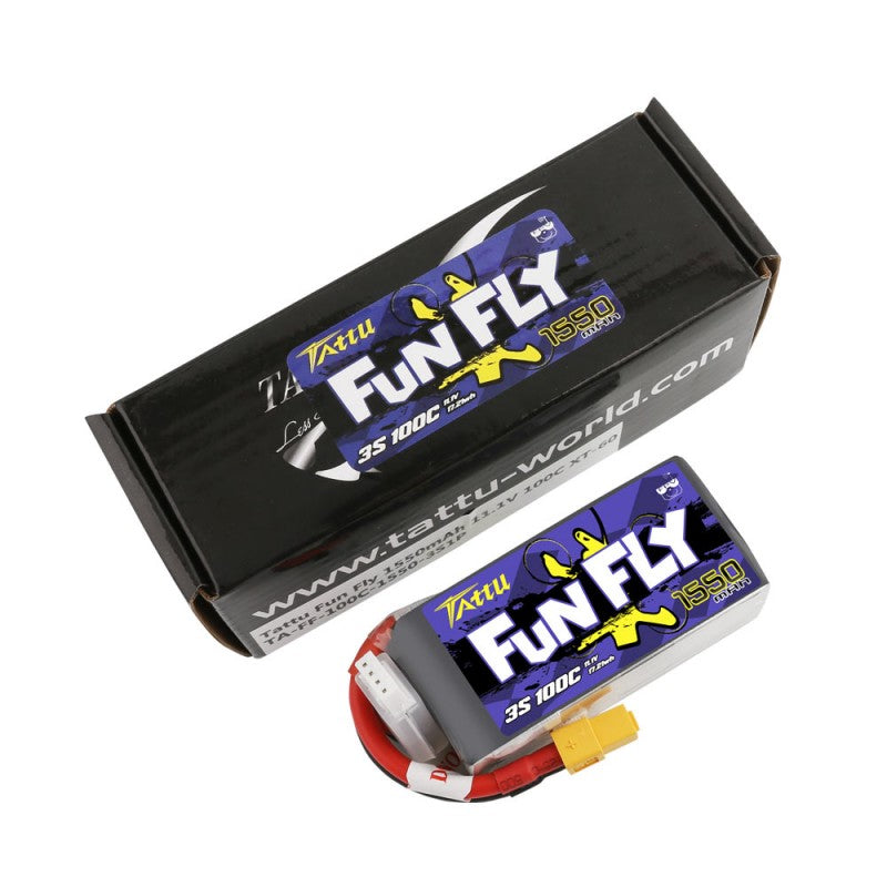 Tattu Funfly Series 1550mAh 11.1V 100C 3S1P Lipo Battery Pack with XT60 plug Drone24Hours