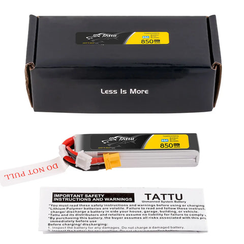 Tattu 850mAh 2S 95C Long Pack 7.6V XT30