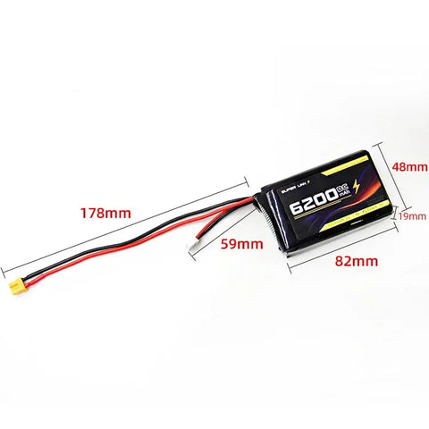 Super Link 7.4V 6200mAh 8C 2S LiPo per TX16S / Boxer