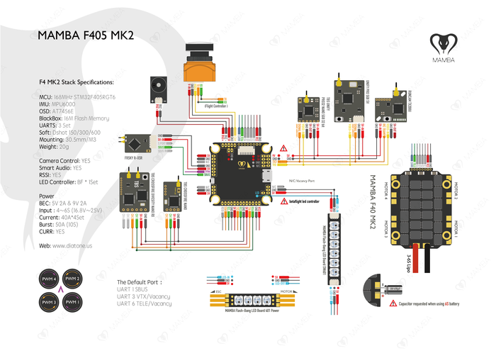 Diatone MAMBA Basic F405 MK2 FC Drone24Hours