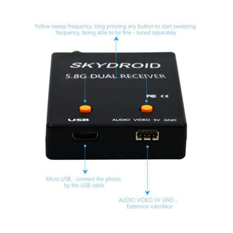 SKYDROID OTG 5.8G DUAL UVC ANTENNA - BLACK