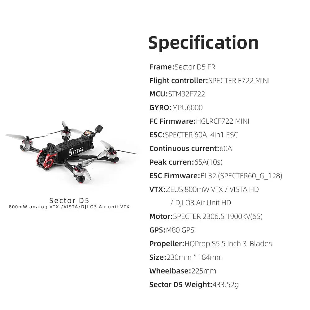 HGLRC Sector D5 FPV DJI O3 Drone24Hours