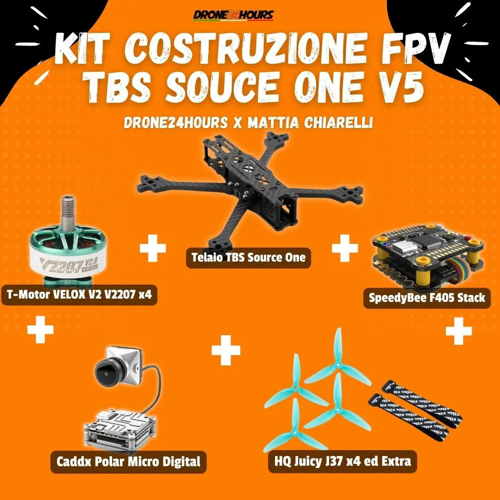 Kit Costruzione FPV Fai da te TBS SOURCE ONE V5- Drone24Hours per Mattia Chiarelli