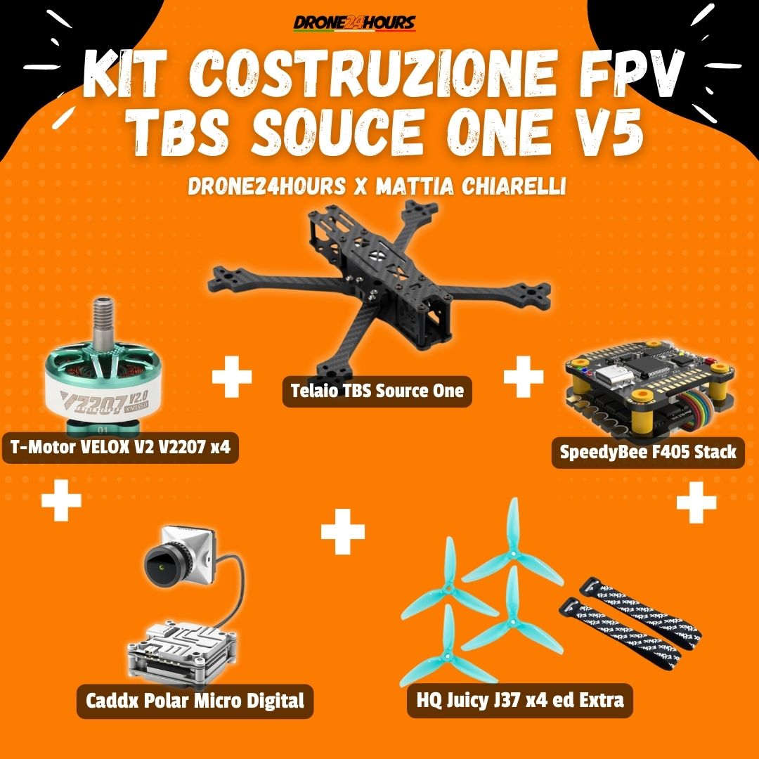 Kit Costruzione FPV Fai da te TBS SOUCE ONE V5- Drone24Hours per Mattia Chiarelli Drone24Hours