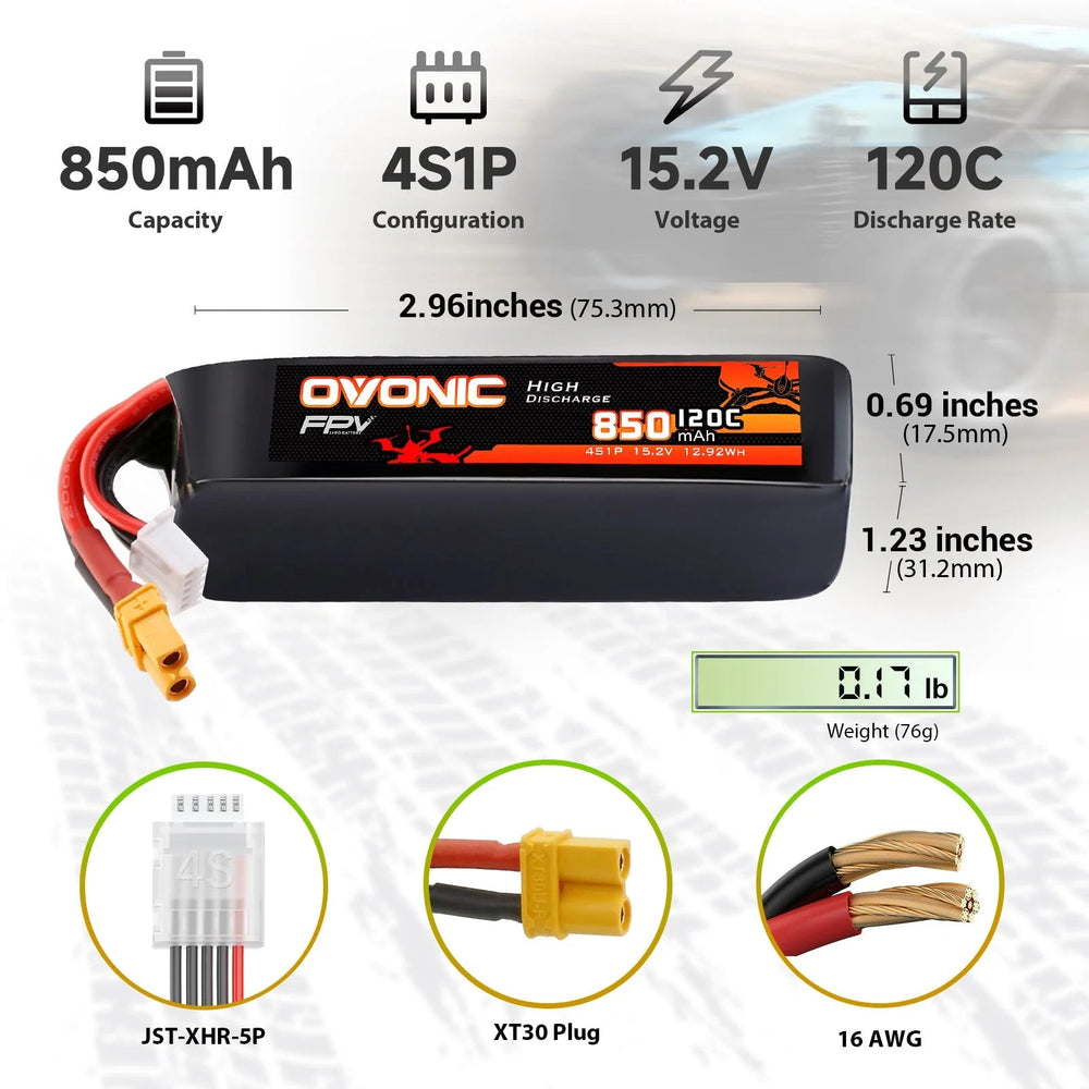 Ovonic 4S 850mAh 120C 15.2V LiHV w/XT30