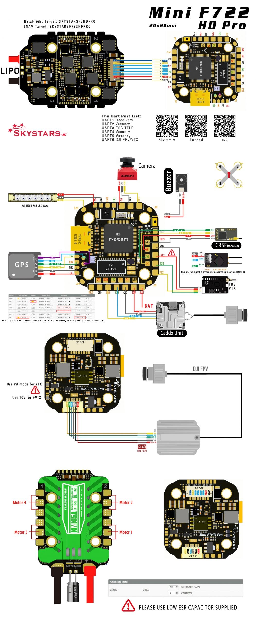 SKYSTARS F722HD Pro e KM45 45A ESC STACK Drone24Hours