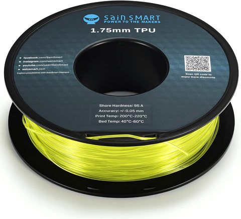 SainSmart Flexible TPU 3D Printing Filament, 1.75mm, 0.8kg, Dimensional Accuracy +/- 0.05mm 