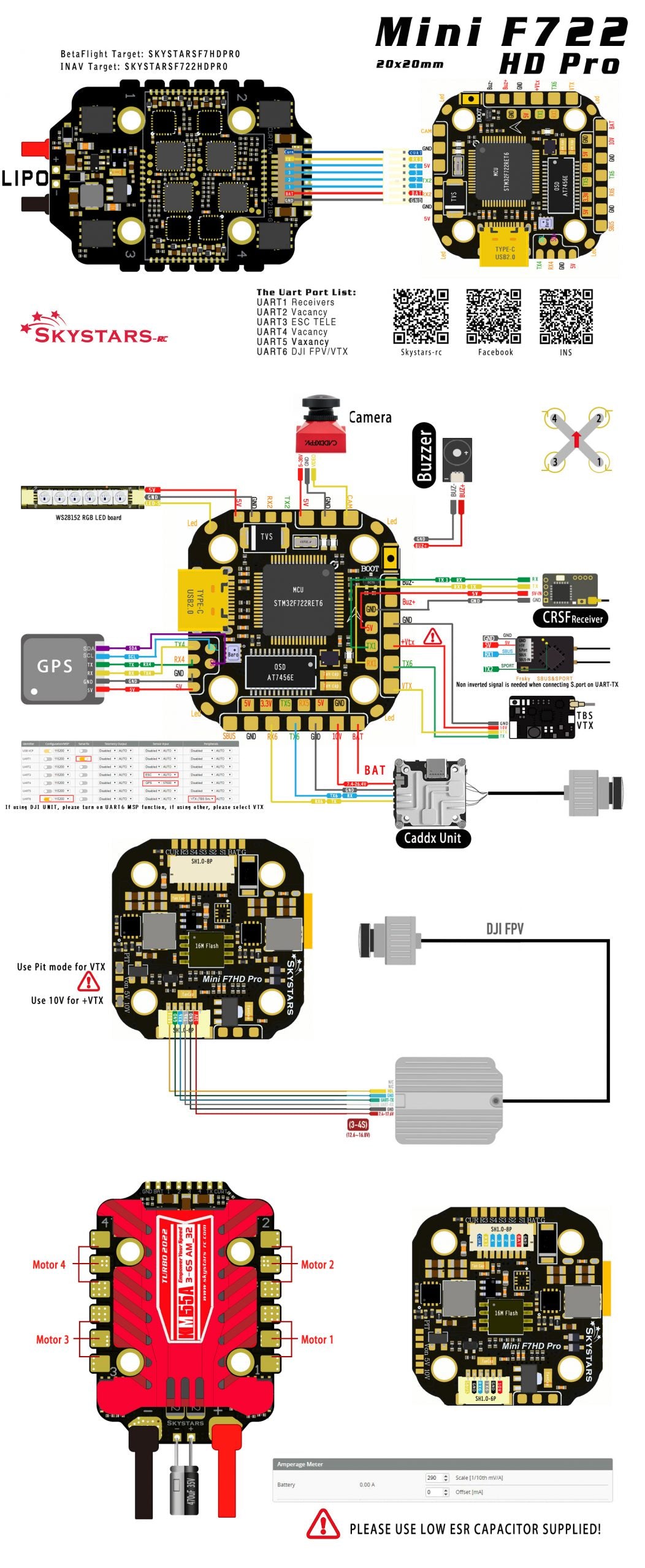 Skystars F7 Mini HDPro FC 55A AM32 32Bit 3-6S 20×20 4in1 ESC Drone24Hours