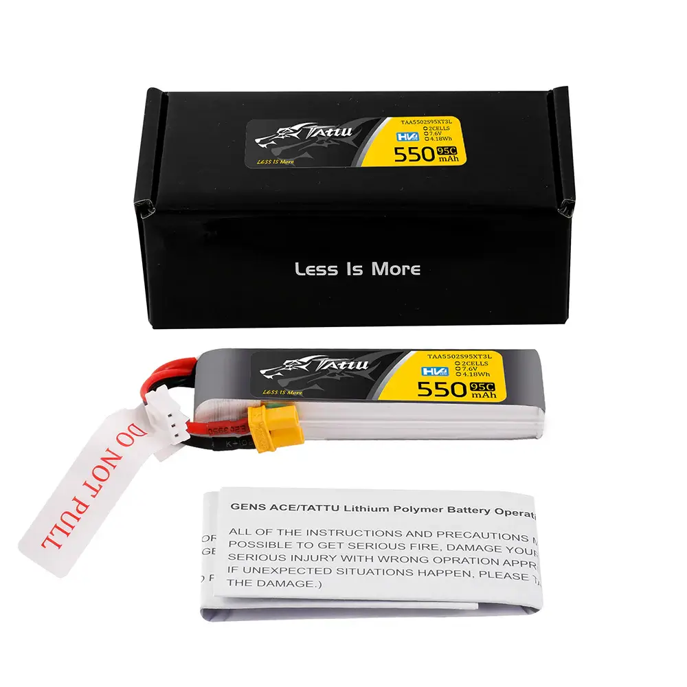 Tattu 550mAh 2s 95C 7.6V HV XT30 (long pack)