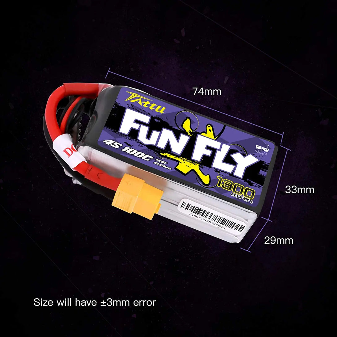 Tattu Funfly 1300mAh 4S 100C 14.8 V XT60 Tattu & Gens Ace