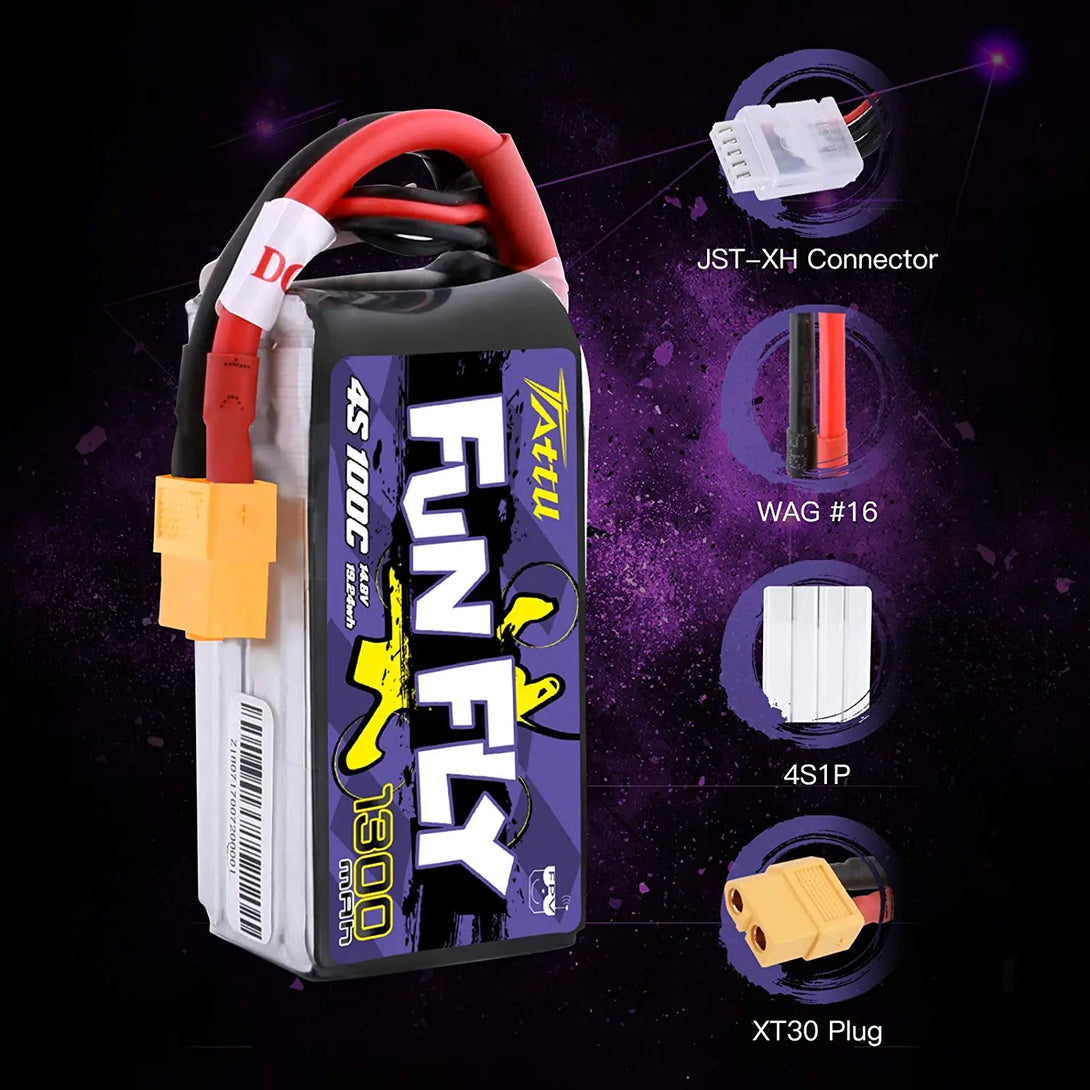 Tattu Funfly 1300mAh 4S 100C 14.8 V XT60 Tattu & Gens Ace