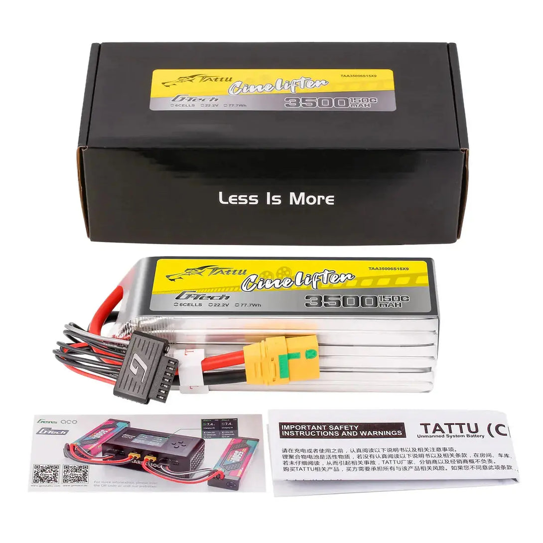 Tattu G-Tech 3500mAh 22.2V 150C 6S1P XT90 Tattu & Gens Ace
