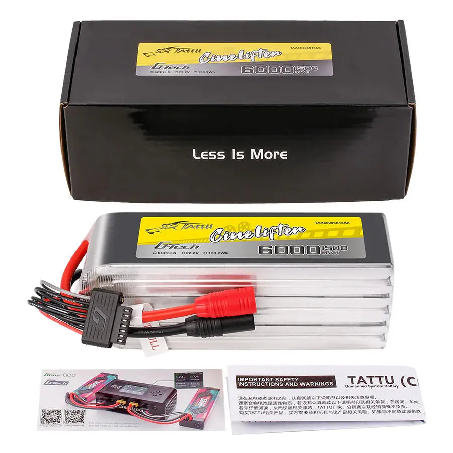 Tattu G‑Tech 6000mAh 150C 22.2V 6S AS150 Tattu & Gens Ace