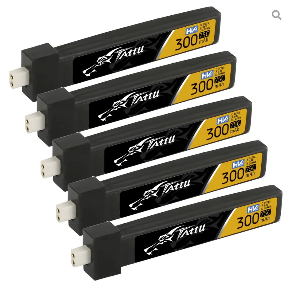 Tattu Lipo 300mah 1S 75C Hv BT 2.0 5Pcs