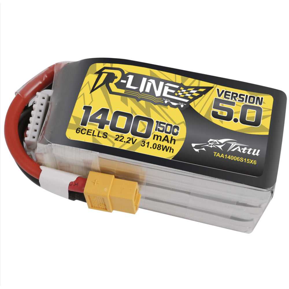 Tattu R-Line Versione 5.0 1400mAh 22.2V 150C 6S1P XT60 Drone24Hours