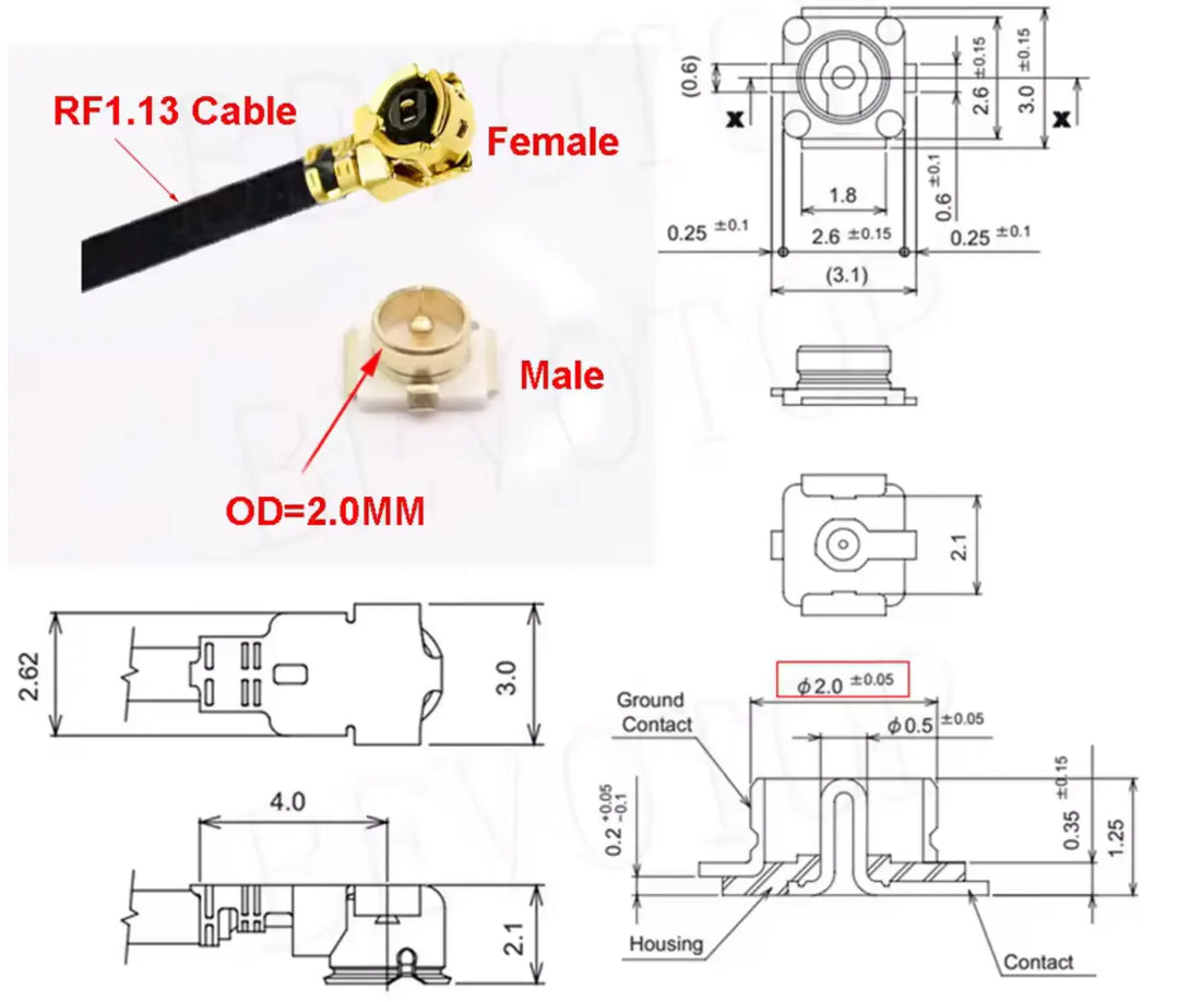 cavo U.FL IPX‑1.  5 cm Drone24Hours