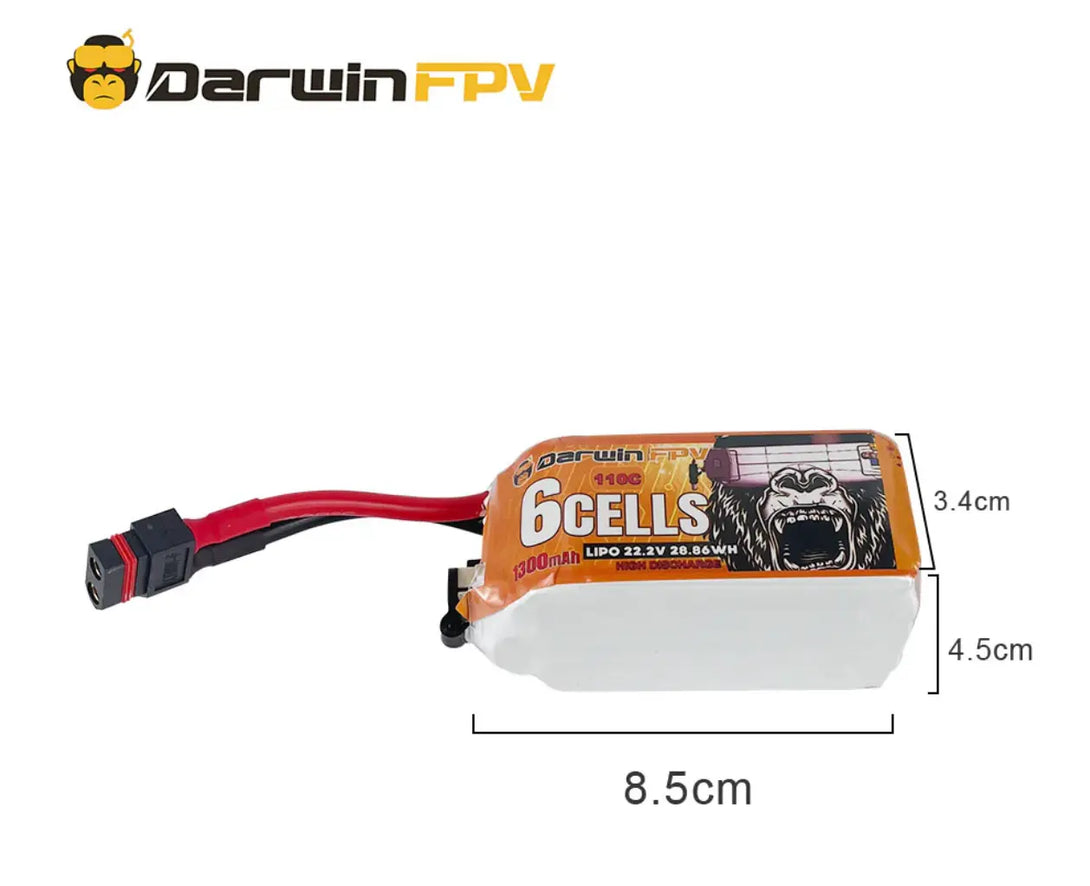 darwinfpv 6s 1300mah waterproof lipo battery DarwinFPV